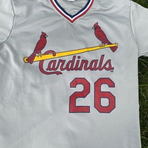 A St. Louis Cardinals gray and red Jersey